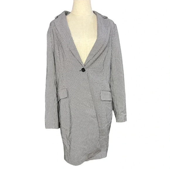 Adrianna Papell Jackets & Blazers - Adrianna Papell Womens Jacquard Long Topper Jacket Houndstooth Size M